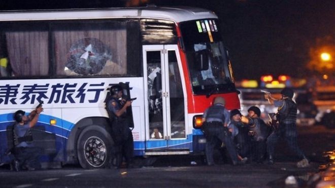 Manila hostage situation.
In 2010, people watched a live broadcast of former Manila police officer Rolando Mendoza taking hostages on a tour bus. In the end eight of the hostages were shot and killed as the cameras were on the bus. Since the event took place inside of the bus the cameras did not catch the murders.