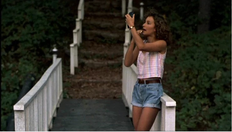 Dirty Dancing.
In the film, Baby played by Jennifer Grey wears jean shorts. The story is set in 1963 but this style of shorts did not arrive on the fashion scene till the late 1960's.