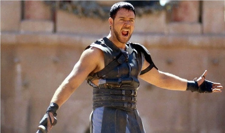 Gladiator.
The movie is set around the time of the life and death of Roman Emperor Marcus Aurelius who lived from April 26, 121 AD to March 17, 180 AD. In the big blockbuster, Russell Crowe can be seen wearing lycra shorts while fighting tigers.
