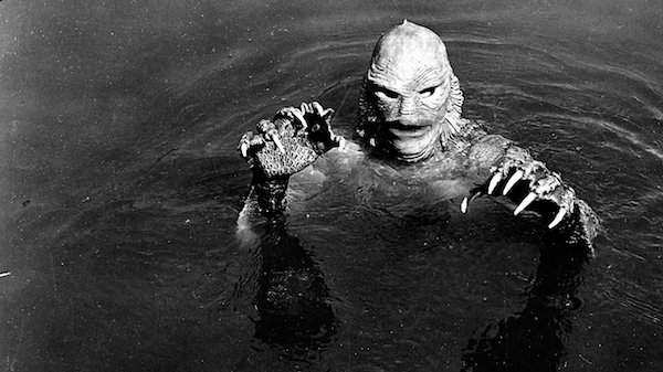 Creature from the Black Lagoon.
The Gillman was one of the last ones to join this “core group of classic monsters”, but he most certainly belongs there. The 1954 Creature from the Black Lagoon film horrified audiences with its (then) breakthrough underwater cinematography, showing scenes of unsuspecting swimmers getting attacked from beneath.
As for the Gillman’s appearance, it was based on old seventeenth-century woodcuts of two bizarre creatures called the Sea Monk and the Sea Bishop. The Creature’s final head was based on that of the Sea Monk, but the original discarded head was based on that of the Sea Bishop.