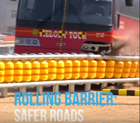 Korean engineers design rolling barriers to minimize the impact of accidents