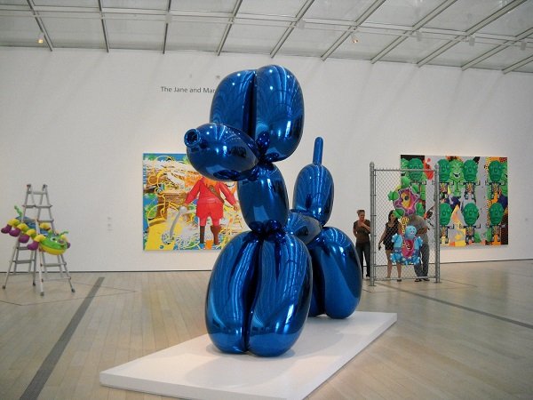 Jeff Koons Balloon Dog.
The series of 5 comes in different colours, and the orange version was sold for $58.4 million on November 13th, 2013.