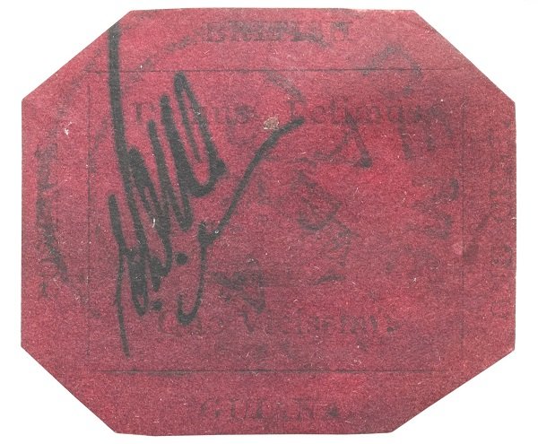 1856 one cent stamp from British Guiana.
Sold for $9.5 million on June 17th, 2014.