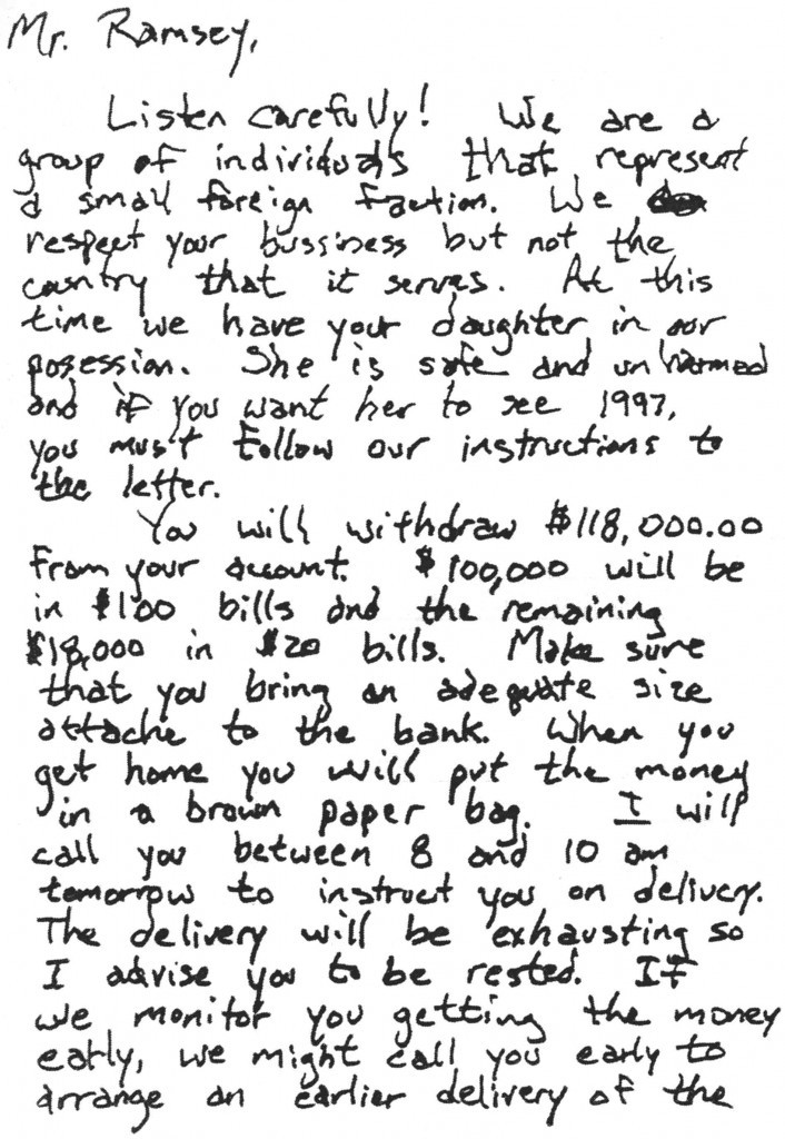 JonBenét Ramasy’s Ransom Note