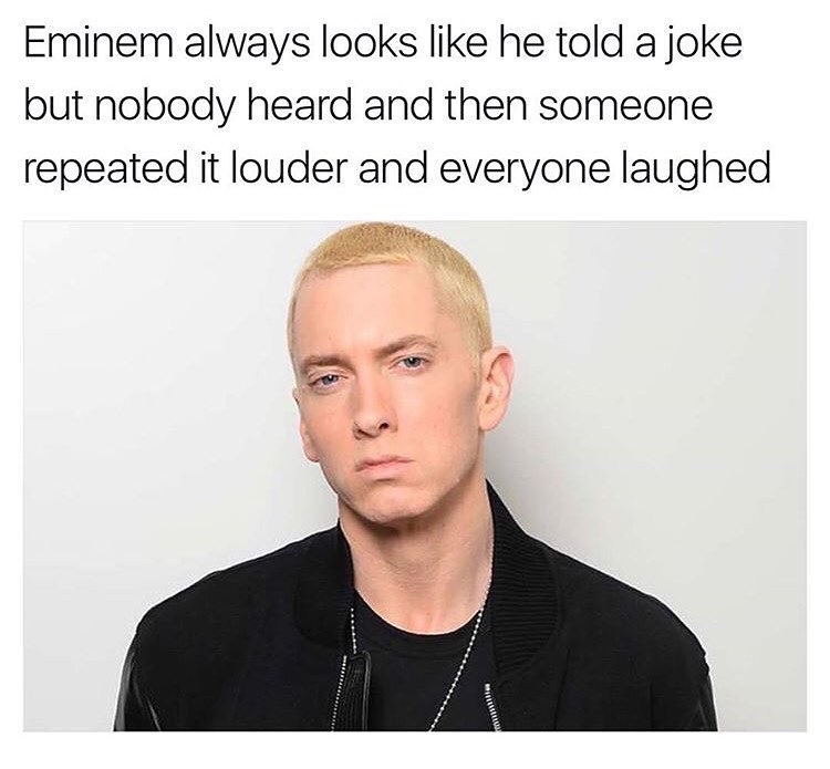 eminem hd - Eminem always looks he told a joke but nobody heard and then someone repeated it louder and everyone laughed