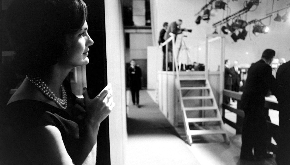 Jackie Kennedy watching her husband debate Richard Nixon, 1960