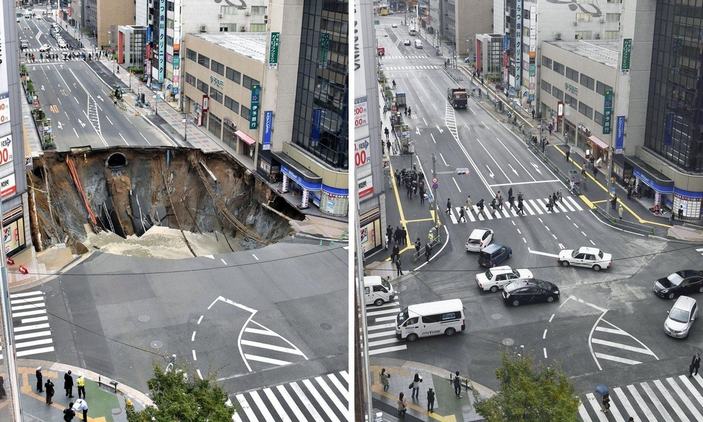 It took Japan 2 days to fix the sinkhole