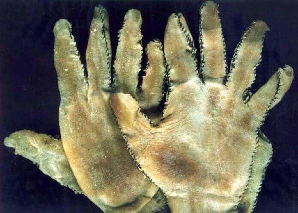 Gloves made from human skin by serial killer, Ed Gein.
