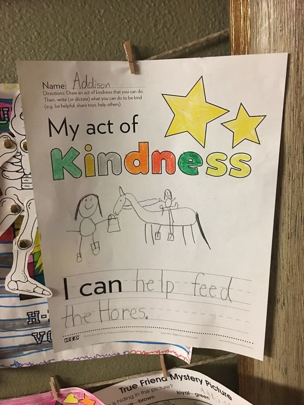 draw a picture that shows how we can be kind to others - Name ddison Directions Draw an act of kindness that you can do Then, write or dictate what you can do to be kind eg be helpful, toys, help others My act of 2X Kindness and I can help feed H the Hore