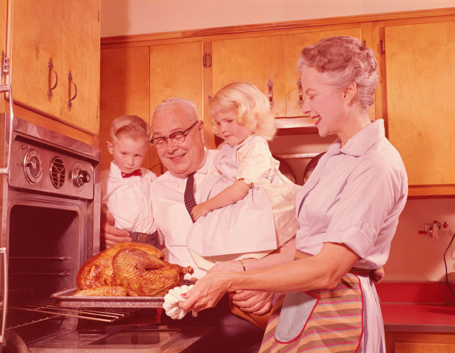 During the 1950's these grand parents shared the upcoming dinner with their grand kids.