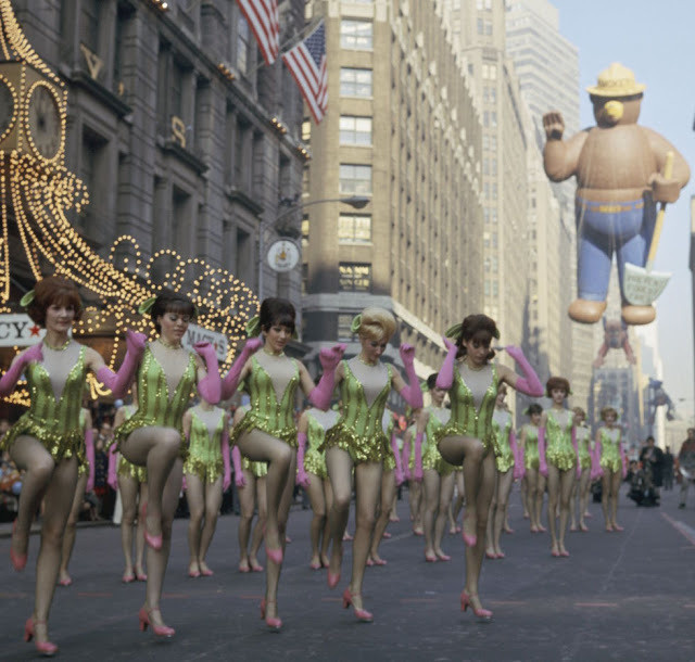 The world famous Rockettes performed during the 1966 Macy's Thanksgiving Day Parade in New York City.