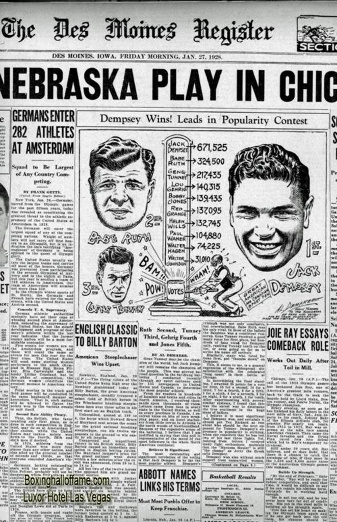 Interesting newspaper clipping showing Jack Dempsey’s popularity back in the day