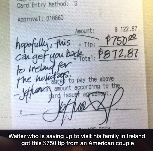 waiter receipt - Card Entry Method Approval 018860 Amount $122.87 hopefully, this Tip $75000 can get you backotal $872,87 to Ireland for the holidzet to pay the above kuna amount according to the or garg issuf agreement. Cha 47 Cdv Waiter who is saving up