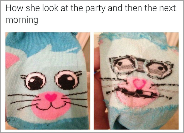 memes - will make you mad - How she look at the party and then the next morning