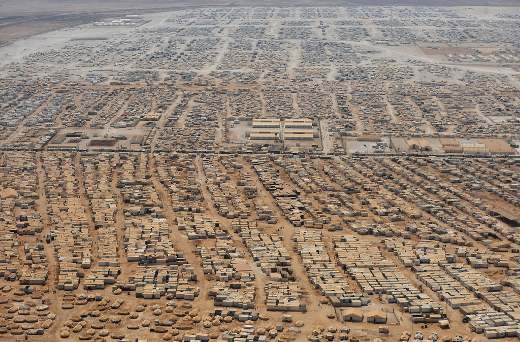 A Syrian refugee camp in Jordan.

It was first opened on July 28, 2012 to host Syrians fleeing the violence in the ongoing Syrian civil war that erupted in 2011. On March 26, 2015, the camp population was estimated at 83,000 refugees.