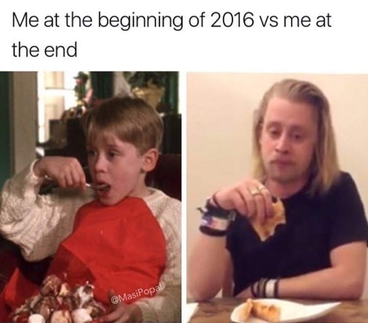 memes - eating junk and watching rubbish - Me at the beginning of 2016 vs me at the end