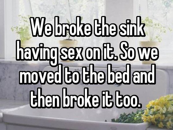 people reveal the things they’ve broken during sex