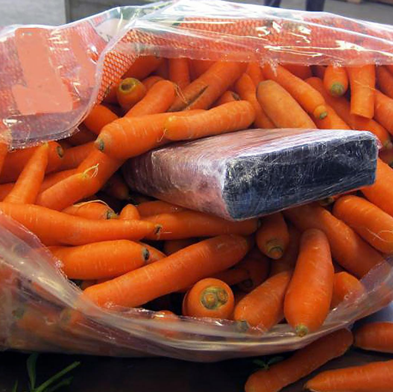 When CBP officers inspected a shipment of carrots, they found about 164 pounds of marijuana inside.