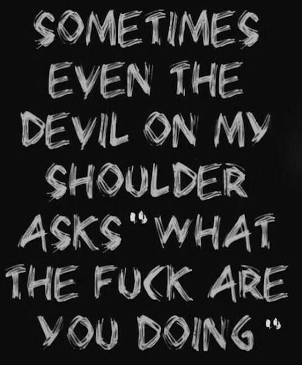 wtf am i doing quotes - Sometimes Even The Devil On My Shoulder Asks"What The Fuck Are You Doing