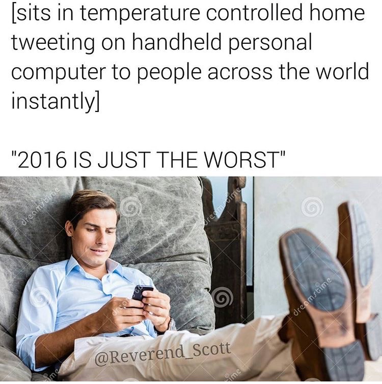 Computer - sits in temperature controlled home tweeting on handheld personal computer to people across the world instantly "2016 Is Just The Worst" dreamcima dreamsti dreamstime ime ime
