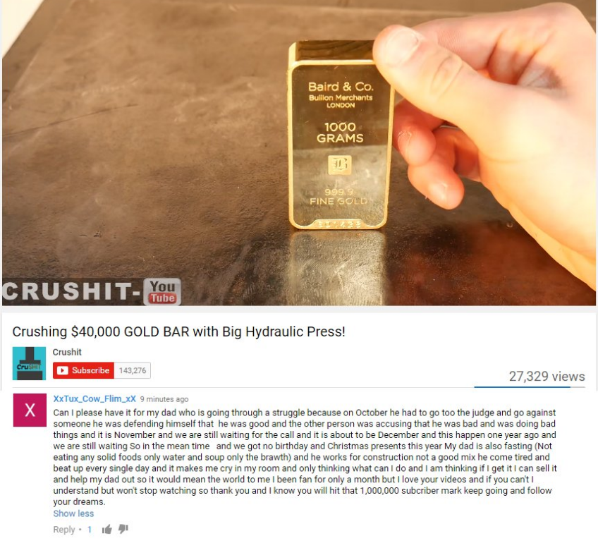 Baird & Co. Buon Merchant Com 1000 Grams Fine Set Crushit You Crushing $40,000 Gold Bar with Big Hydraulic Press! Crusha Subscribe 27,329 views Xxx Cow Flim X ogo Can I please have it for my dad who is going through a struggle because on October he had to