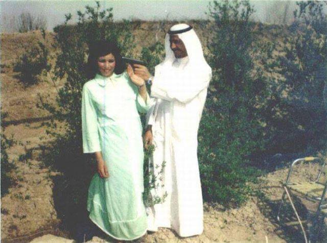 A young Saddam Hussein flirting with his future wife