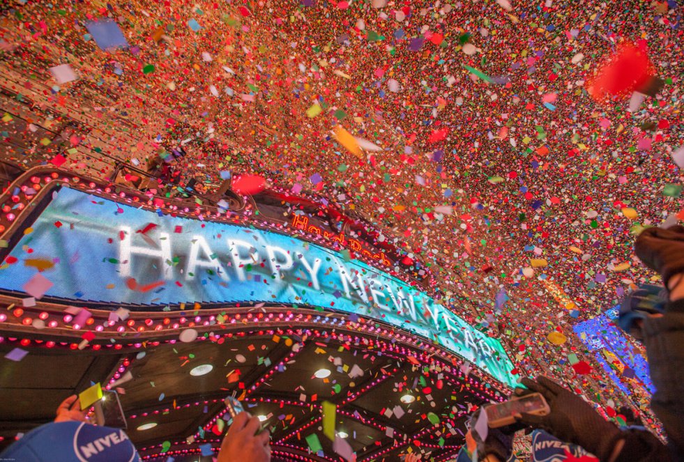 2,000 pounds of confetti are dropped at the Times Square crowd at the end of the night. That’s ONE TON of confetti, people.