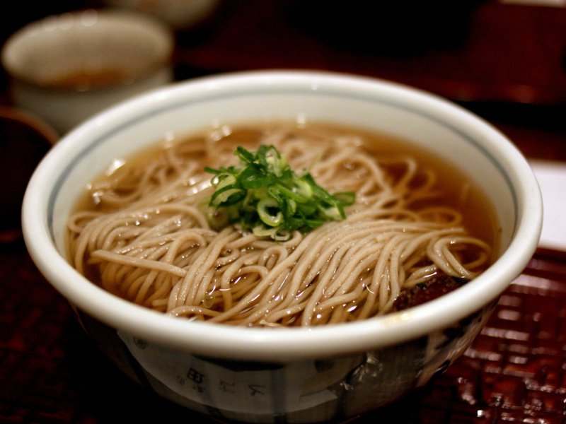 Japanese tradition calls for long noodles, which stand for long life.