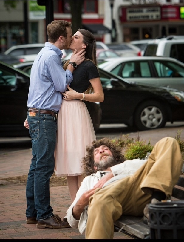 They wanted to be creative with their engagement photos so they applied one rule to all of them.