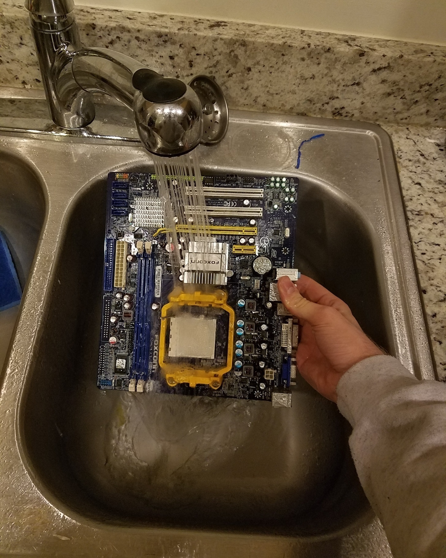 When the computer is hot it does not mean you should be putting the board through cold water.