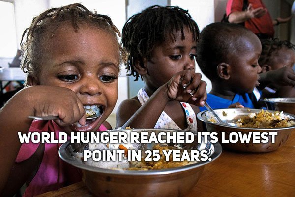 poor kids with food - World Hunger Reached Its Lowest Point In 25 Years.