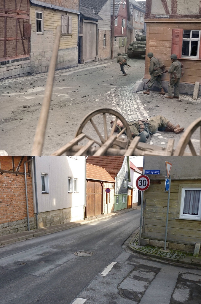 The same street, 71 years ago.