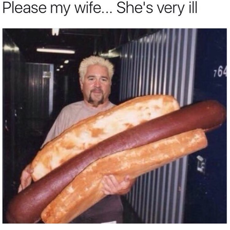 memes - giant hot dog - Please my wife... She's very ill