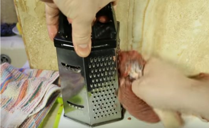 Use a cheese grater to make ground meat in a pinch.