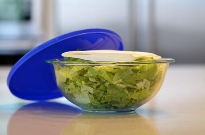 Put bagged lettuce in a sealed container with a paper towel on top for fresh salads.