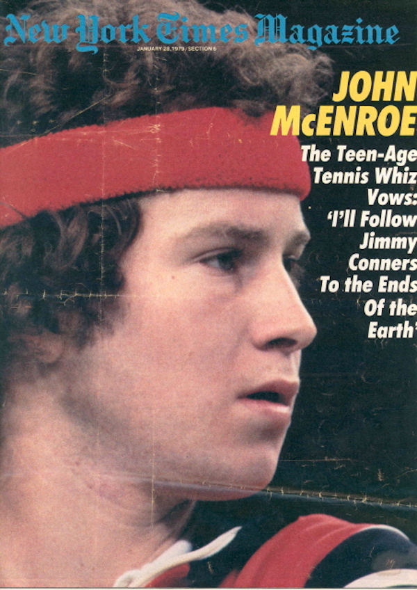 Tennis stars don't usually make for collectible cover stars, and the error above is so small most people likely never saw it and threw their issue away, but a mere misspelling of '70s tennis pro Jimmy Connors' name makes this New York Times Magazine a hard-to-find item.