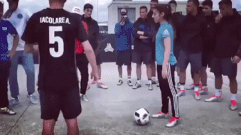 Girl destroys a guy with soccer skills