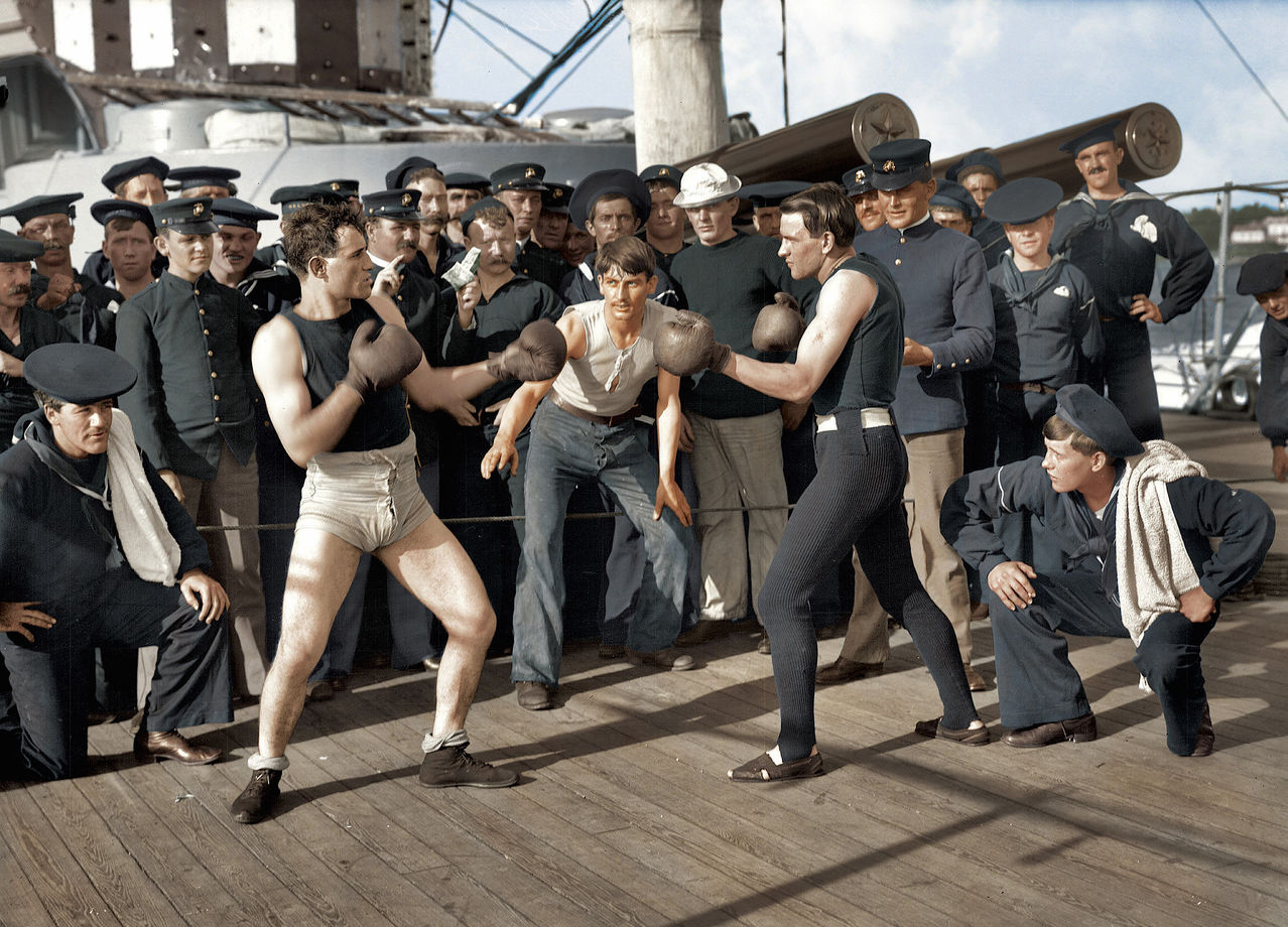 A boxing match between two marines from 116 years ago
