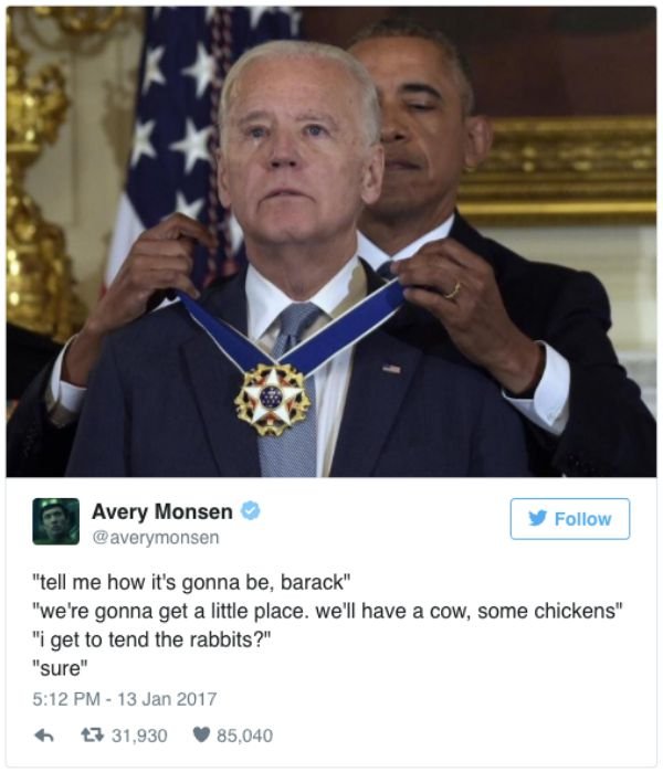 Twitter responds to Obama surprising Biden with Medal of Freedom