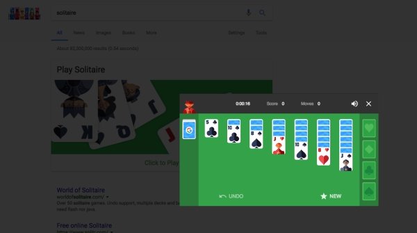 Search “solitaire” to play the classic game.