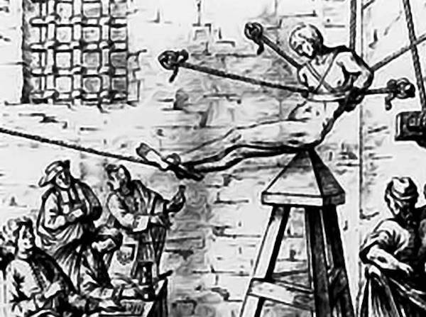 Judas Cradle.
Talk about a pain in the ass. The victim would be placed in a waist harness above the pyramid-shaped seat, with the point placed in the anus or vagina, then slowly lowered by ropes. It’s like the next morning at Taco Bell essentially.
The subject ends up tearing, which causes blood loss and infection. If left long enough, you’d split in half.