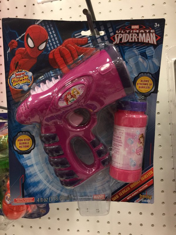 there was an attempt car - SpiderMan > > Blows Streams Of Bubbles! NonStop Bubble Action! les 4 fl oz 118.28ml secer Marvel Web Suinger Bubble Blaster 25035