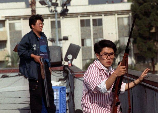 Koreans protecting their business from looters during the 1992 LA riots