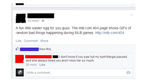 cringe pages facebook - 22 mins A fun little easter egg for you guys. The mib.com 404 page shows GIFs of random bad things happening during Mlb games. Comment this I dont know if you saw but my Aunt Margie passed and she always loved you and I miss her so