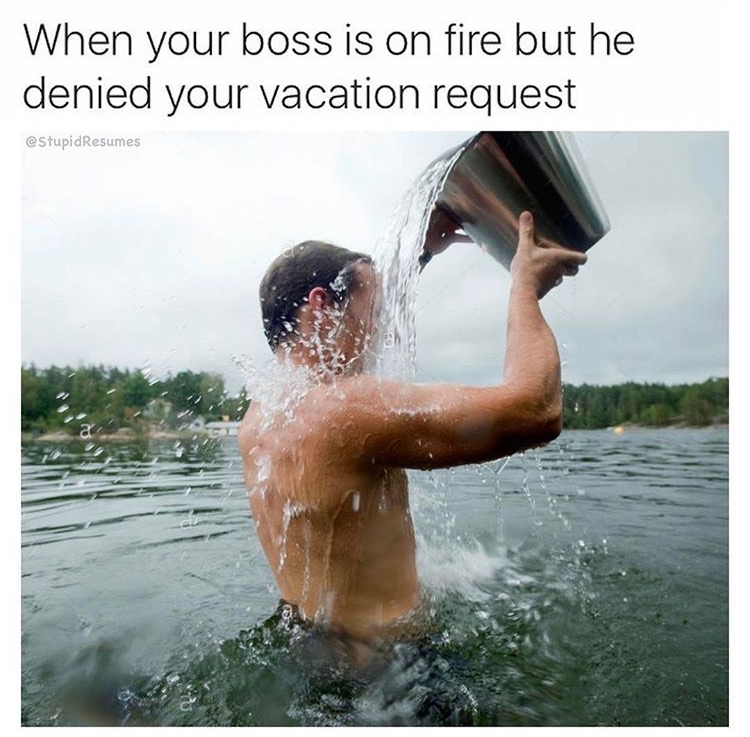 memes - fun - When your boss is on fire but he denied your vacation request