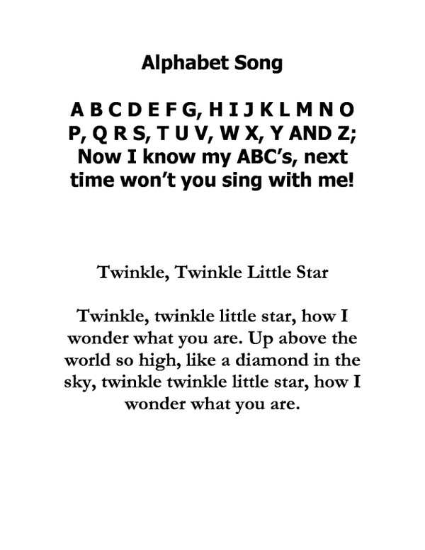 realizations that blow your mind - Alphabet Song Abcdefghijklmno P, Q Rs, Tuv, W X, Y And Z; Now I know my Abc's, next time won't you sing with me! Twinkle, Twinkle Little Star Twinkle, twinkle little star, how I wonder what you are. Up above the world so