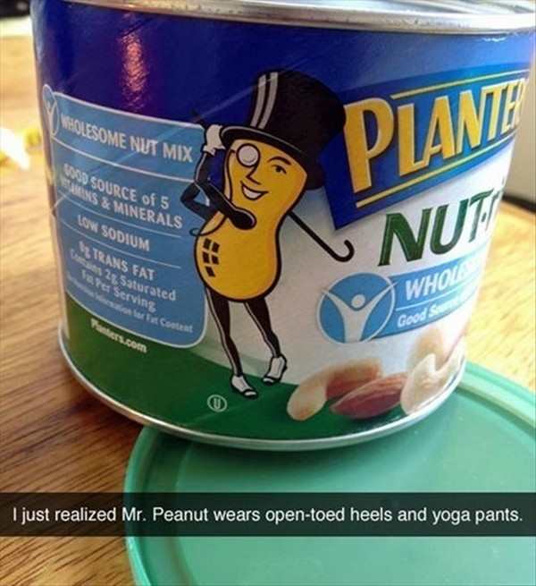 planters - Wholesome Nut Mix Plante Source of 5 Ens & Minerals Love Sodium Trans Fat Nut 2 Saturated Seins Who Ujust realized Mr. Peanut wears opentoed heels and yoga pants,