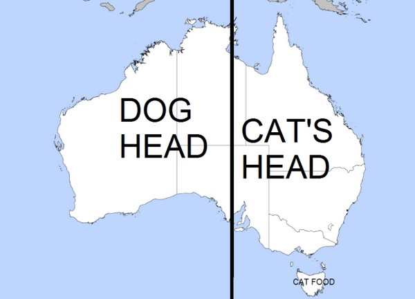 map of australia half dog half cat - Dog Head Cat'S Head Cat Food