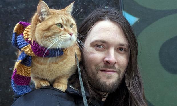 A homeless heroin addict, James Bowen, got clean with the help of a stray cat, Bob, whom he found injured in 2007. James wrote a best-selling book, and in 2016 a movie was released starring Bob as himself.