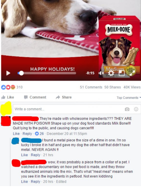 puppy - MilkBone Happy Holidays! Medium 00 310 51 50 40K Views Comment Top Write a comment They're made with wholesome ingredients??? They Are Made With Poisonii Shape up on your dog food standards Milk Bonell Quitlying to the public and causing dogs canc